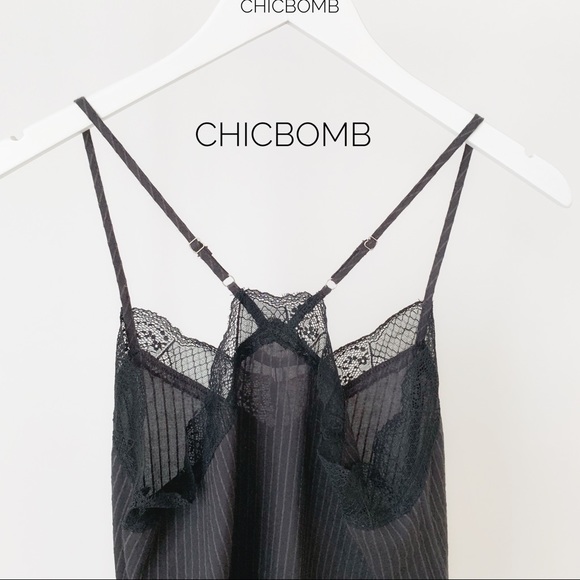 BLACK PINSTRIPE LACE Camisole - Picture 6 of 8
